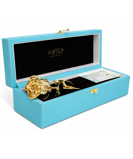 Gold Rose (Real Rose Dipped in 24k Gold) in Tiffany Blue Giftbox