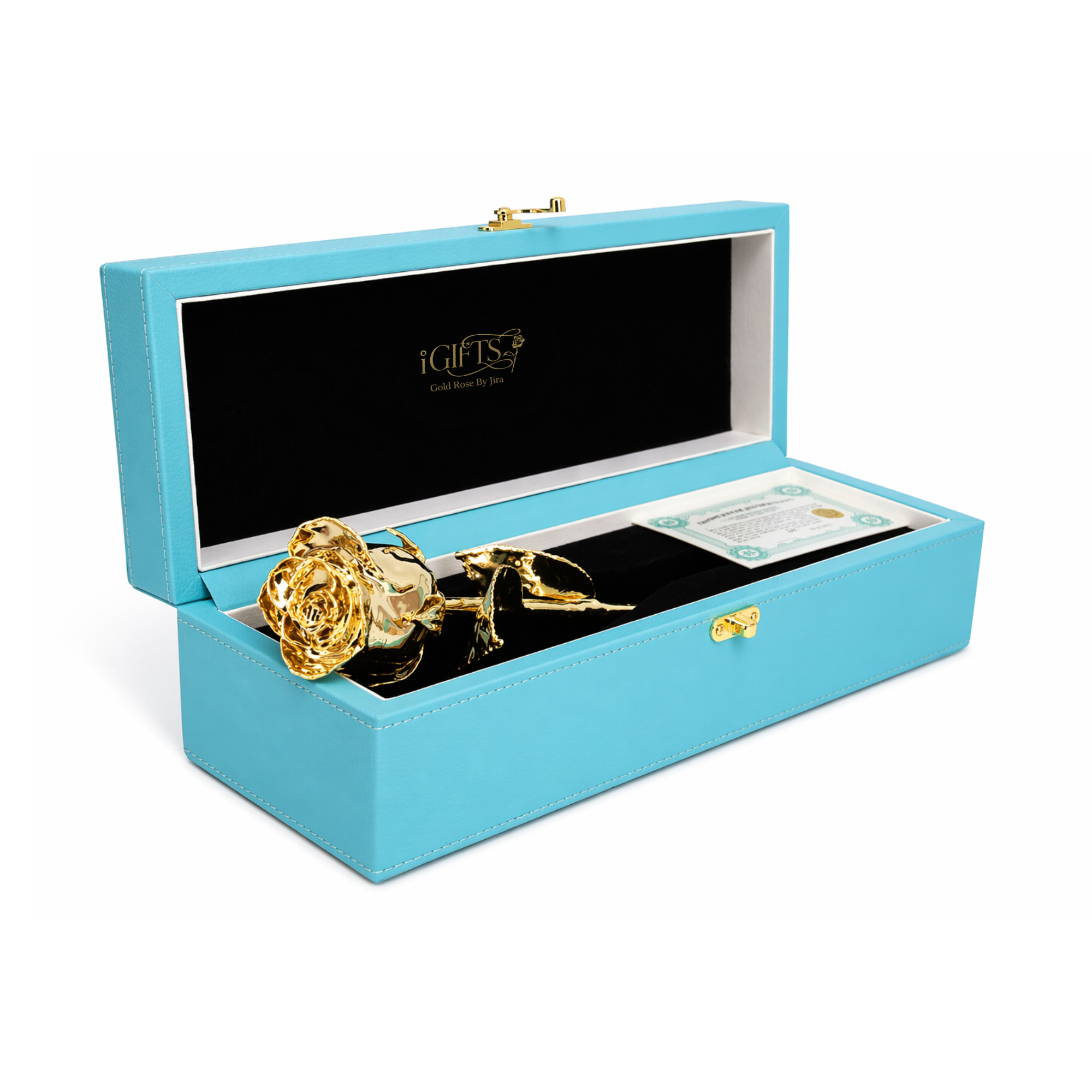 Gold Rose (Real Rose Dipped in 24k Gold) in Tiffany Blue Giftbox